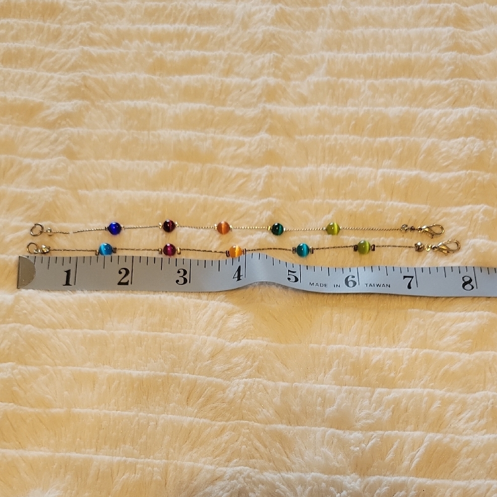 Set Of 2 Colorful Beaded Sterling Silver Bracelets - Picture 2 of 4
